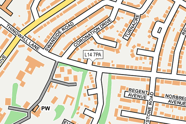 L14 7PA map - OS OpenMap – Local (Ordnance Survey) L14 7PA map - OS OpenMap – Local (Ordnance Survey)