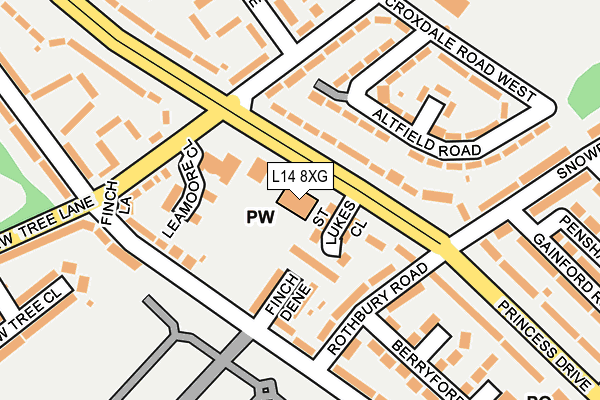 L14 8XG map - OS OpenMap – Local (Ordnance Survey) L14 8XG map - OS OpenMap – Local (Ordnance Survey)