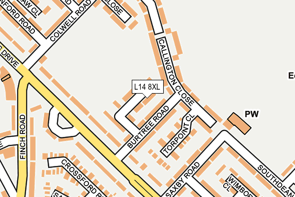 L14 8XL map - OS OpenMap – Local (Ordnance Survey) L14 8XL map - OS OpenMap – Local (Ordnance Survey)