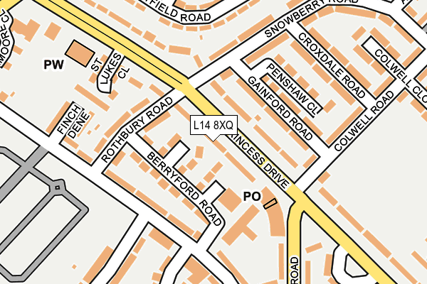 L14 8XQ map - OS OpenMap – Local (Ordnance Survey) L14 8XQ map - OS OpenMap – Local (Ordnance Survey)