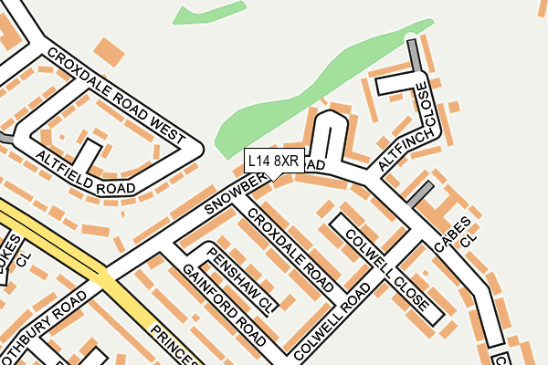 L14 8XR map - OS OpenMap – Local (Ordnance Survey) L14 8XR map - OS OpenMap – Local (Ordnance Survey)