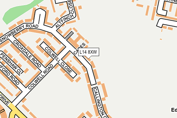 L14 8XW map - OS OpenMap – Local (Ordnance Survey) L14 8XW map - OS OpenMap – Local (Ordnance Survey)