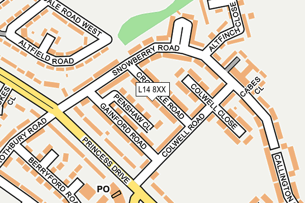 L14 8XX map - OS OpenMap – Local (Ordnance Survey) L14 8XX map - OS OpenMap – Local (Ordnance Survey)