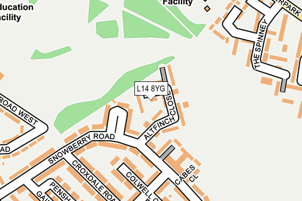 L14 8YG map - OS OpenMap – Local (Ordnance Survey) L14 8YG map - OS OpenMap – Local (Ordnance Survey)