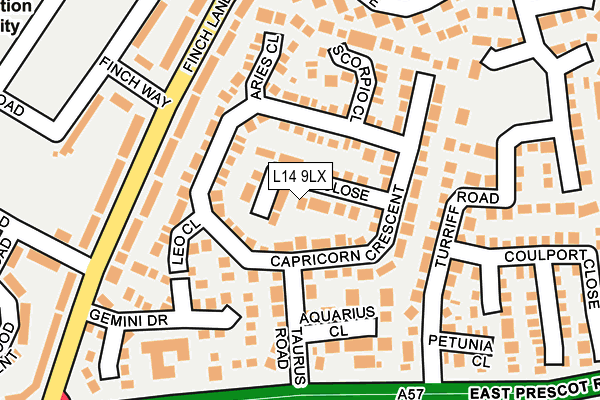L14 9LX map - OS OpenMap – Local (Ordnance Survey) L14 9LX map - OS OpenMap – Local (Ordnance Survey)