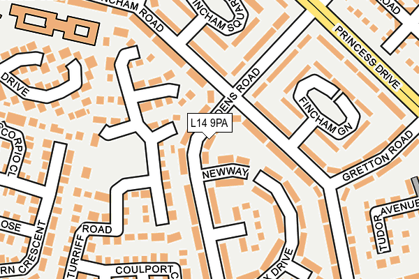 L14 9PA map - OS OpenMap – Local (Ordnance Survey) L14 9PA map - OS OpenMap – Local (Ordnance Survey)