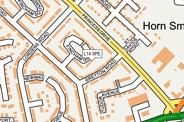 L14 9PE map - OS OpenMap – Local (Ordnance Survey) L14 9PE map - OS OpenMap – Local (Ordnance Survey)