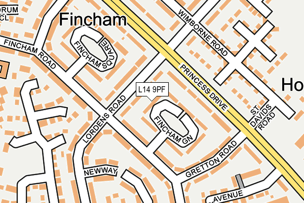 L14 9PF map - OS OpenMap – Local (Ordnance Survey) L14 9PF map - OS OpenMap – Local (Ordnance Survey)