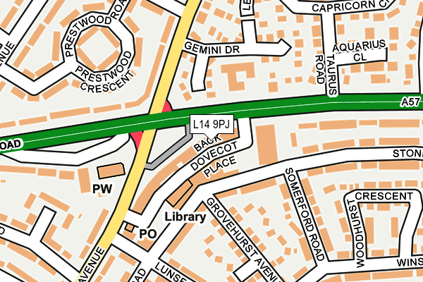 L14 9PJ map - OS OpenMap – Local (Ordnance Survey) L14 9PJ map - OS OpenMap – Local (Ordnance Survey)