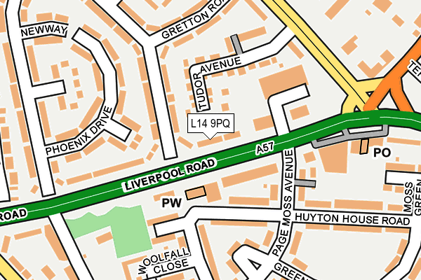 L14 9PQ map - OS OpenMap – Local (Ordnance Survey)
