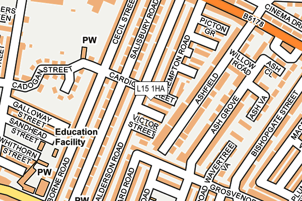 L15 1HA map - OS OpenMap – Local (Ordnance Survey) L15 1HA map - OS OpenMap – Local (Ordnance Survey)