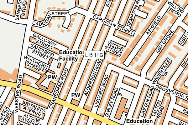 L15 1HG map - OS OpenMap – Local (Ordnance Survey)