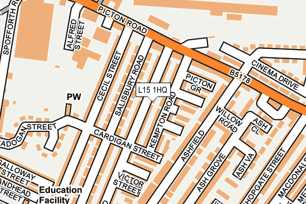 L15 1HQ map - OS OpenMap – Local (Ordnance Survey)