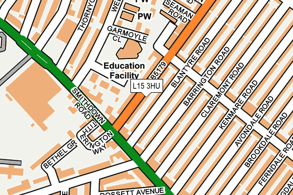 L15 3HU map - OS OpenMap – Local (Ordnance Survey)
