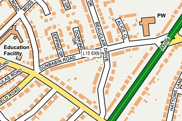 L15 6XN map - OS OpenMap – Local (Ordnance Survey) L15 6XN map - OS OpenMap – Local (Ordnance Survey)
