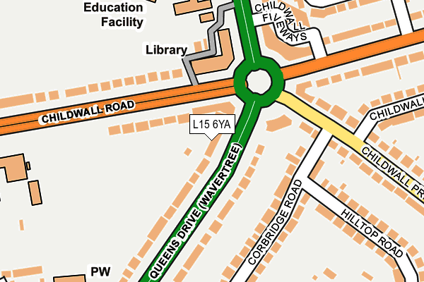 L15 6YA map - OS OpenMap – Local (Ordnance Survey) L15 6YA map - OS OpenMap – Local (Ordnance Survey)