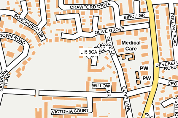 L15 8GA map - OS OpenMap – Local (Ordnance Survey) L15 8GA map - OS OpenMap – Local (Ordnance Survey)