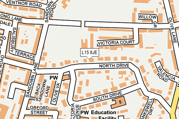 L15 8JE map - OS OpenMap – Local (Ordnance Survey) L15 8JE map - OS OpenMap – Local (Ordnance Survey)