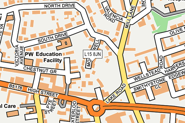 L15 8JN map - OS OpenMap – Local (Ordnance Survey) L15 8JN map - OS OpenMap – Local (Ordnance Survey)