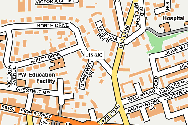 L15 8JQ map - OS OpenMap – Local (Ordnance Survey) L15 8JQ map - OS OpenMap – Local (Ordnance Survey)
