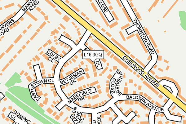L16 3GQ map - OS OpenMap – Local (Ordnance Survey) L16 3GQ map - OS OpenMap – Local (Ordnance Survey)