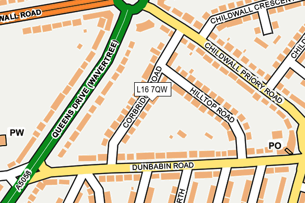 L16 7QW map - OS OpenMap – Local (Ordnance Survey) L16 7QW map - OS OpenMap – Local (Ordnance Survey)