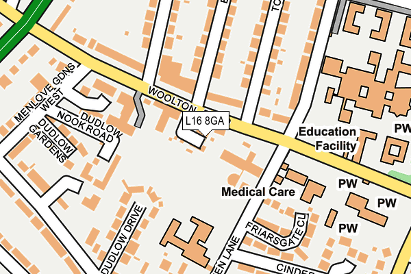 L16 8GA map - OS OpenMap – Local (Ordnance Survey) L16 8GA map - OS OpenMap – Local (Ordnance Survey)