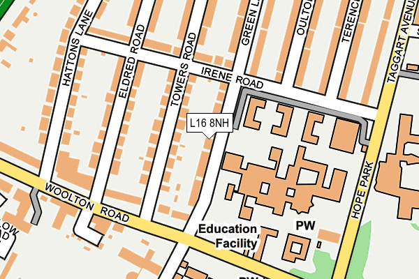 L16 8NH map - OS OpenMap – Local (Ordnance Survey) L16 8NH map - OS OpenMap – Local (Ordnance Survey)