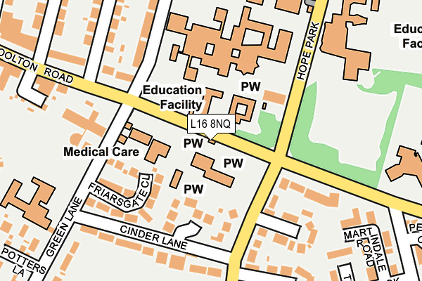 L16 8NQ map - OS OpenMap – Local (Ordnance Survey)