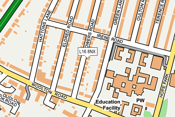 L16 8NX map - OS OpenMap – Local (Ordnance Survey) L16 8NX map - OS OpenMap – Local (Ordnance Survey)