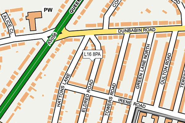 L16 8PA map - OS OpenMap – Local (Ordnance Survey) L16 8PA map - OS OpenMap – Local (Ordnance Survey)