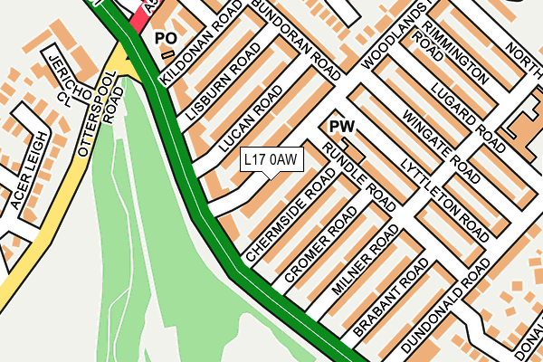 L17 0AW map - OS OpenMap – Local (Ordnance Survey) L17 0AW map - OS OpenMap – Local (Ordnance Survey)