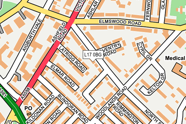 L17 0BG map - OS OpenMap – Local (Ordnance Survey)