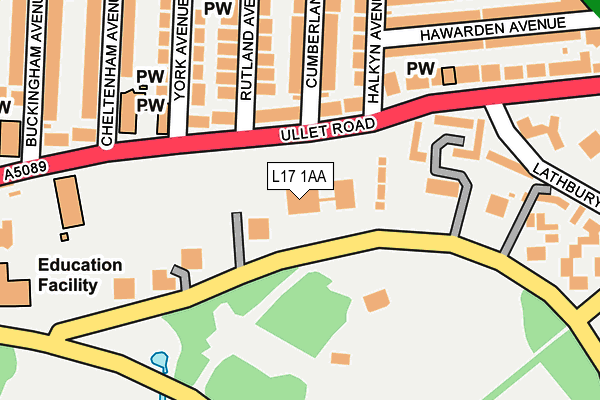 L17 1AA map - OS OpenMap – Local (Ordnance Survey) L17 1AA map - OS OpenMap – Local (Ordnance Survey)