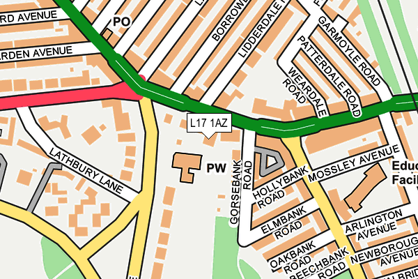 L17 1AZ map - OS OpenMap – Local (Ordnance Survey) L17 1AZ map - OS OpenMap – Local (Ordnance Survey)