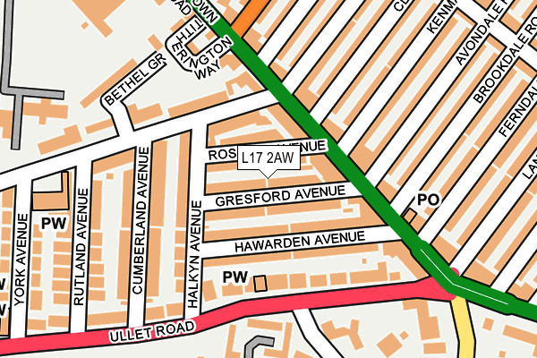L17 2AW map - OS OpenMap – Local (Ordnance Survey) L17 2AW map - OS OpenMap – Local (Ordnance Survey)