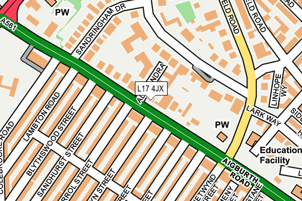 L17 4JX map - OS OpenMap – Local (Ordnance Survey) L17 4JX map - OS OpenMap – Local (Ordnance Survey)