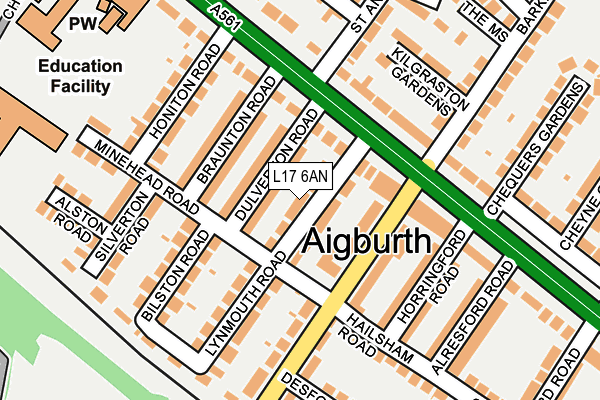 L17 6AN map - OS OpenMap – Local (Ordnance Survey) L17 6AN map - OS OpenMap – Local (Ordnance Survey)
