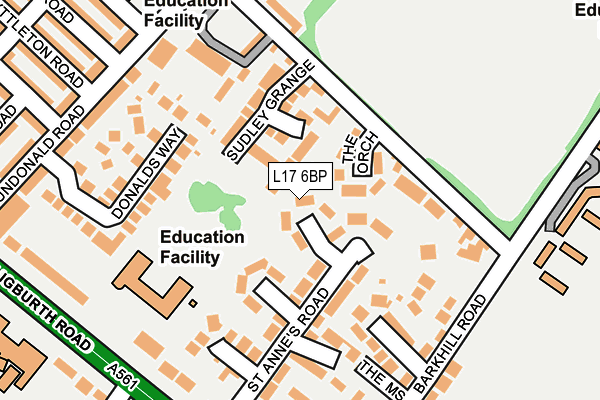 L17 6BP map - OS OpenMap – Local (Ordnance Survey) L17 6BP map - OS OpenMap – Local (Ordnance Survey)