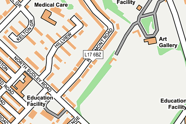 L17 6BZ map - OS OpenMap – Local (Ordnance Survey) L17 6BZ map - OS OpenMap – Local (Ordnance Survey)