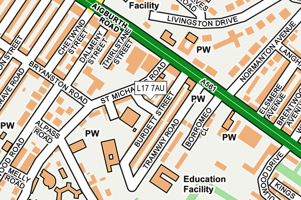L17 7AU map - OS OpenMap – Local (Ordnance Survey) L17 7AU map - OS OpenMap – Local (Ordnance Survey)