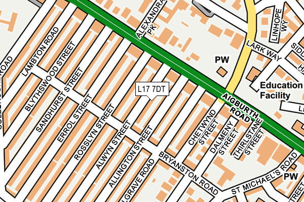 L17 7DT map - OS OpenMap – Local (Ordnance Survey) L17 7DT map - OS OpenMap – Local (Ordnance Survey)