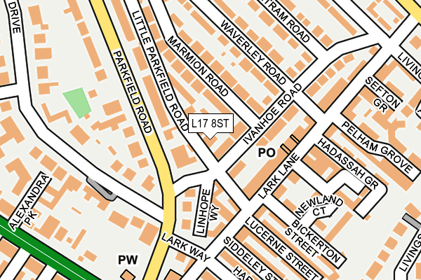 L17 8ST map - OS OpenMap – Local (Ordnance Survey) L17 8ST map - OS OpenMap – Local (Ordnance Survey)