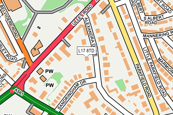 L17 8TD map - OS OpenMap – Local (Ordnance Survey) L17 8TD map - OS OpenMap – Local (Ordnance Survey)