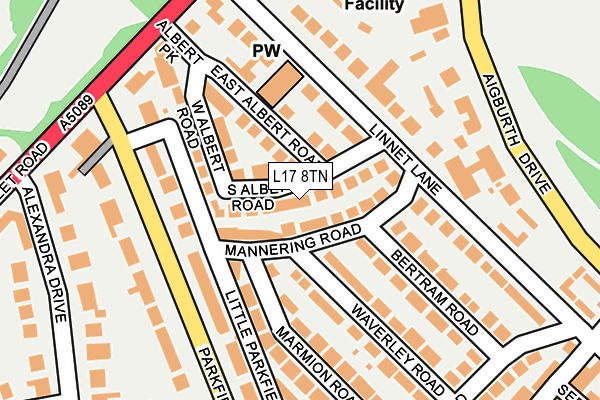 L17 8TN map - OS OpenMap – Local (Ordnance Survey) L17 8TN map - OS OpenMap – Local (Ordnance Survey)
