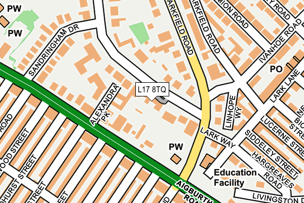 L17 8TQ map - OS OpenMap – Local (Ordnance Survey) L17 8TQ map - OS OpenMap – Local (Ordnance Survey)