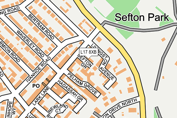 L17 8XB map - OS OpenMap – Local (Ordnance Survey) L17 8XB map - OS OpenMap – Local (Ordnance Survey)