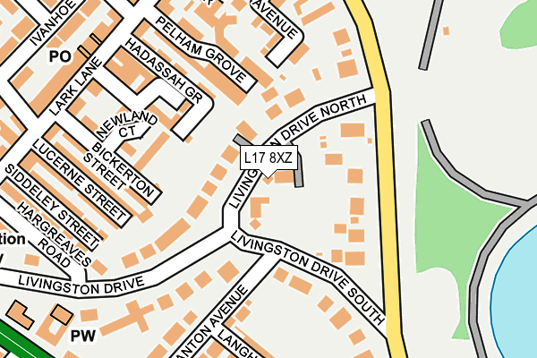 L17 8XZ map - OS OpenMap – Local (Ordnance Survey) L17 8XZ map - OS OpenMap – Local (Ordnance Survey)