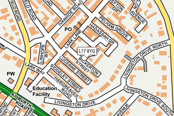 L17 8YG map - OS OpenMap – Local (Ordnance Survey) L17 8YG map - OS OpenMap – Local (Ordnance Survey)