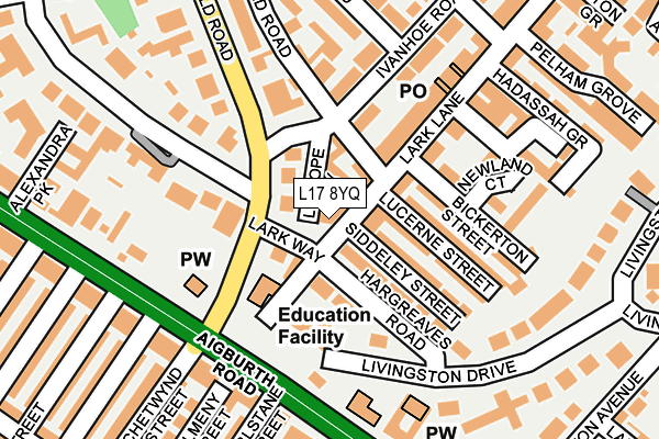 L17 8YQ map - OS OpenMap – Local (Ordnance Survey) L17 8YQ map - OS OpenMap – Local (Ordnance Survey)